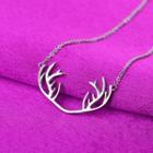 Deer Horn Pendant Sterling Silver Necklace Necklace - Antlers - Silver - One Size