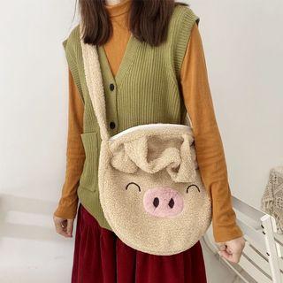 Pig Fleece Crossbody Bag Pig - Light Khaki - One Size