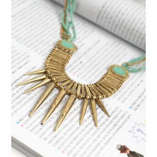 Spike Beaded Necklace Turquoise - One Size