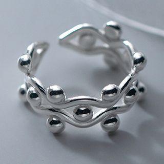 Wavy Bead Layered Sterling Silver Open Ring 1 Piece - S925 Silver - Silver - One Size