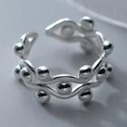 Wavy Bead Layered Sterling Silver Open Ring 1 Piece - S925 Silver - Silver - One Size