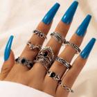Set Of 9: Alloy Ring (assorted Designs) 16705 - Silver - One Size