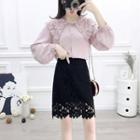 Set: Lace Collared Blouse + Pencil Skirt