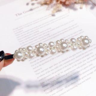 Faux Pearl Hair Clip Type B - White - One Size
