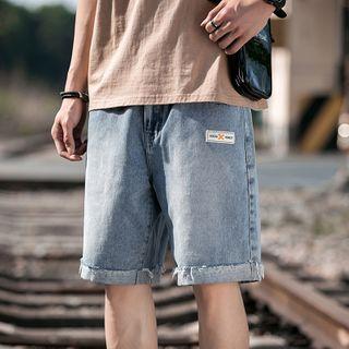 Letter Tag Denim Shorts
