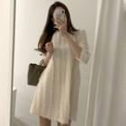 3/4-sleeve Feathered Mini Dress