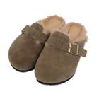 Belted-detail Faux-suede Slide Sandals