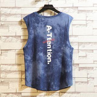 Letter Printed Tie Dye Tank Top