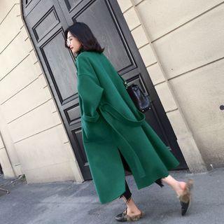 Open-front Long Wool Coat