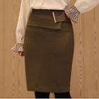 Metallic-trim Pencil Skirt