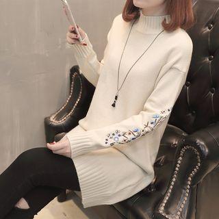 Flower Embroidered Long Sweater