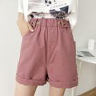 Button Accent Plain Shorts