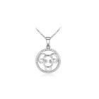 Fashion 925 Sterling Silver Aries Pendant With White Cubic Zircon And Necklace