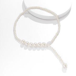 Faux Pearl Y Necklace 4681 - White - One Size