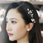 Wedding Mesh Faux Pearl Headpiece As Shown In Figure - One Size
