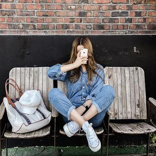 Shirtwaist Denim Jumpsuit Blue - One Size
