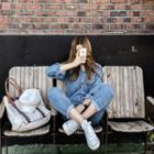 Shirtwaist Denim Jumpsuit Blue - One Size