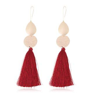 Brushed Metal Disc Tassel Earring