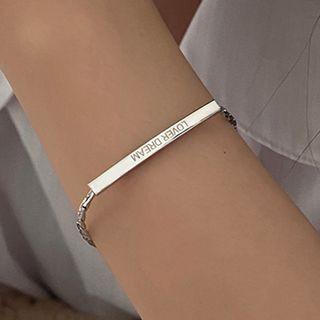 Lettering Bar Stainless Steel Bracelet
