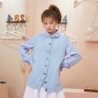 Crew-neck Knit Vest Ash Blue - One Size