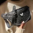 Chain Sequined Tweed Sling Bag
