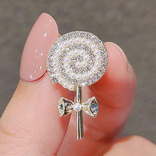 Lollipop Rhinestone Brooch Ly685 - Silver - One Size