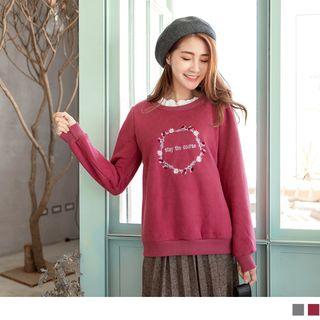 Lace Trim Embroidered Pullover