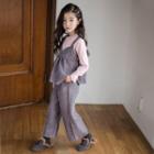 Set: Plain Long-sleeve T-shirt + Corduroy Jumper Pants