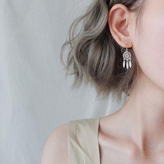 Dream Catcher Sterling Silver Fringed Earring 1 Pair - Silver - One Size