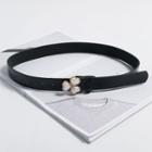 Faux Pearl Heart Waist Belt Black - One Size