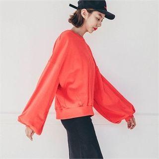 Balloon-sleeve Colored Sweatshirt