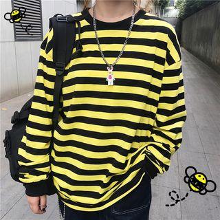 Long-sleeve Striped T-shirt Stripes - Black & Yellow - One Size