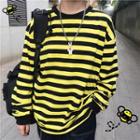 Long-sleeve Striped T-shirt Stripes - Black & Yellow - One Size