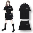 Embroidered Short-sleeve Shirt / Mini A-line Skirt