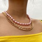 Faux Pearl Alloy Chain Layered Necklace