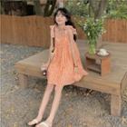 Sleeveless Print Smock Dress Tangerine - One Size