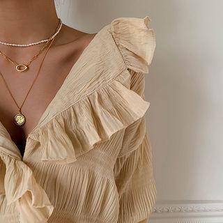 Oval-pendant Chain Choker Gold - One Size