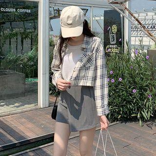 Short-sleeve Blazer / Mini A-line Pleated Skort
