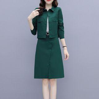Set: Shirt Jacket + Asymmetrical A-line Skirt