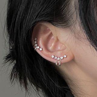 Set Of 2: Rhinestone Ear Cuff 1871a - 1 Pair - Ear Cuff - Silver - One Size
