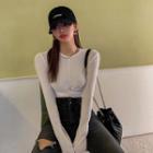 Cross-front Cropped Slim-fit T-shirt