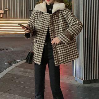Plaid Zip Loose-fit Coat