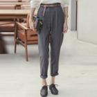 Cropped High-waist Striped Harem Dress Pants