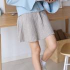 Knit Mini A-line Pleated Skirt Beige - One Size