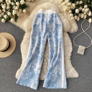 Color Block Shift Wide-leg Knit Pants