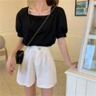Square Neck Short Sleeve Top / Square Neck Short Sleeve Dress / Wide Leg Shorts