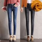 Washed Fleece Lined Skinny Jeans