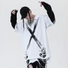 X Print Mock Two Piece Long-sleeve T-shirt
