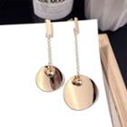 Non-matching Alloy Disc Dangle Earring Gold - One Size