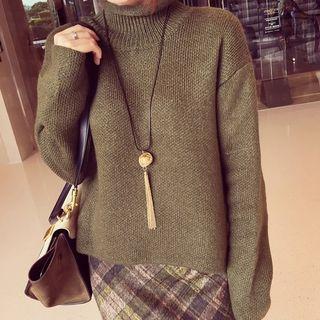 Mock-neck Plain Sweater